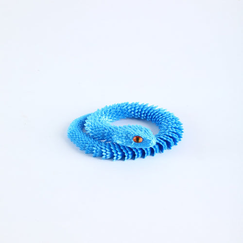 Blue & Purple Textured Snake Figurines – 2PCS 3D Printed Coiled & Extended Reptile Collectibles for Desktop Display